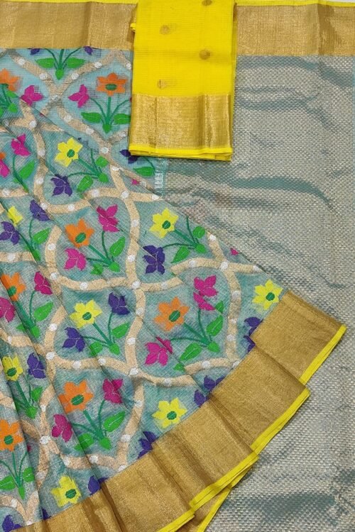 PURE GOLD TISEUE ALL OVER JAAL ZARIKOTA HANDLOOM SAREE WITH BLOUSE_T-16