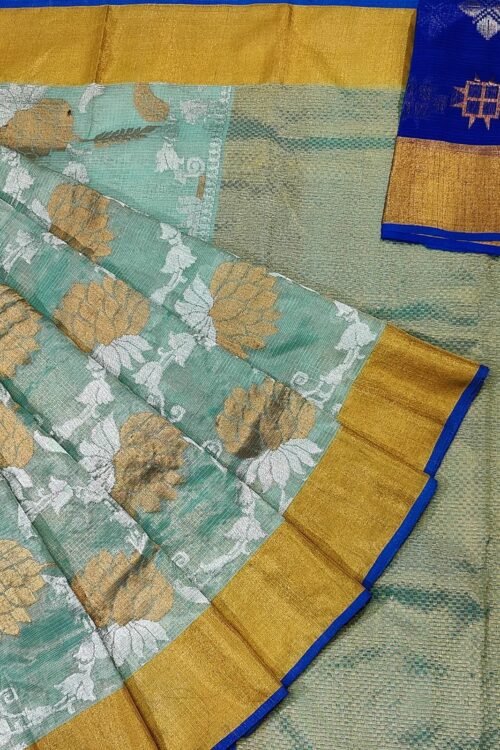 PURE GOLD TISEUE ALL OVER JAAL ZARIKOTA HANDLOOM SAREE WITH BLOUSE_T-6