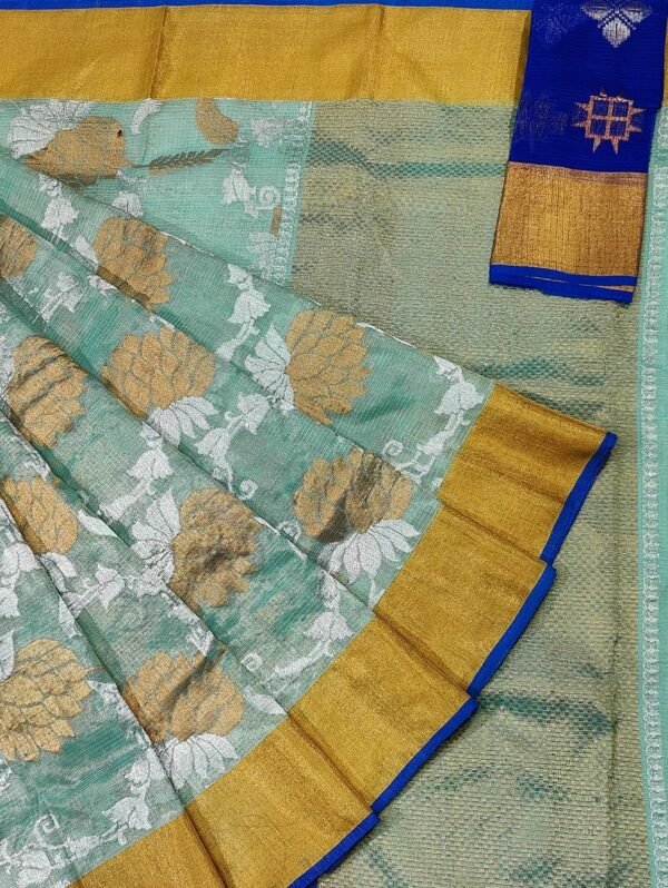 PURE GOLD TISEUE ALL OVER JAAL ZARIKOTA HANDLOOM SAREE WITH BLOUSE_T-6