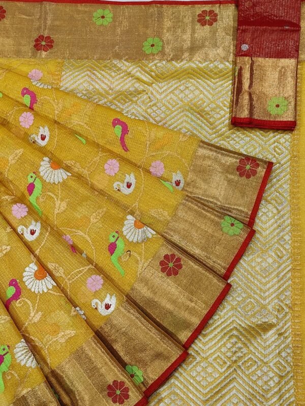 PURE GOLD TISEUE ALL OVER JAAL ZARIKOTA HANDLOOM SAREE WITH BLOUSE_T-60