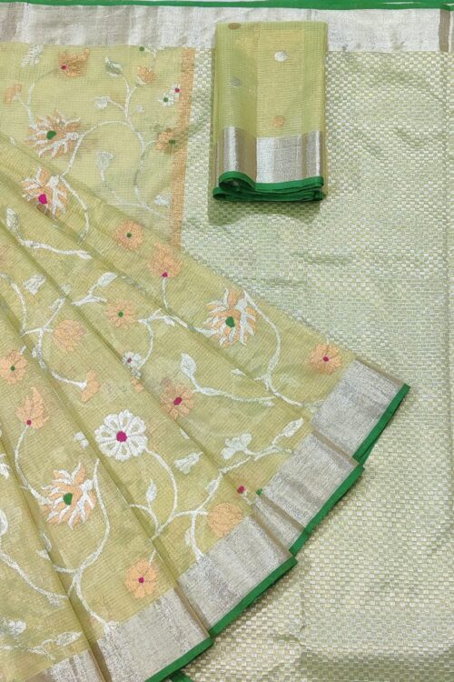 PURE GOLD TISEUE ALL OVER JAAL ZARIKOTA HANDLOOM SAREE WITH BLOUSE_T-47