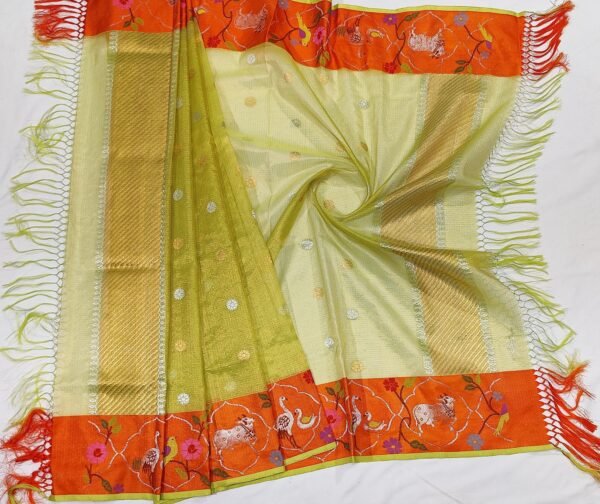 PURE GOLD TISSUE BOTH SIDE PAITHANI BORDER ZARIKOTA HANDLOOM DUPATTA D-57