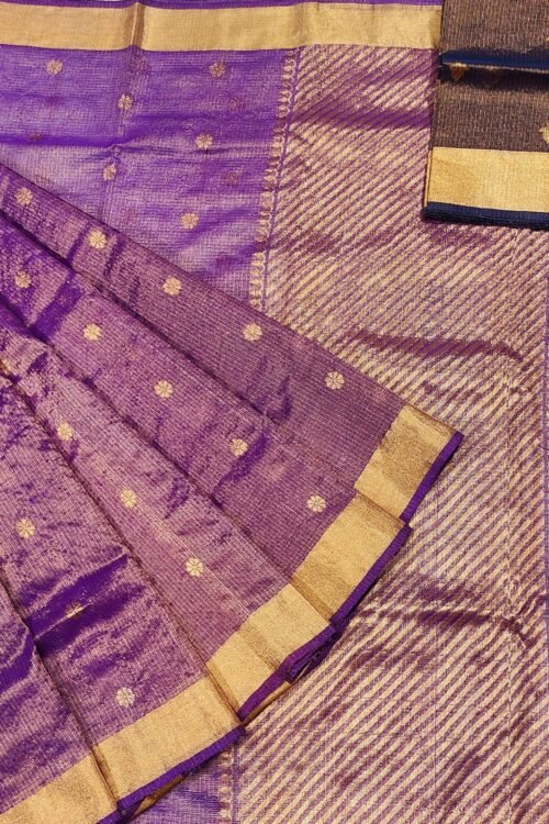 PURE GOLD TISSUE BUTTIS ZARIKOTA HANDLOOM SAREE WITH BLOUSE_T 142