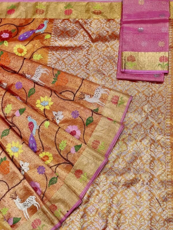 PURE GOLD DOUBLE TISSUE ALL OVER JAAL ZARIKOTA HANDLOOM SAREE_T-112