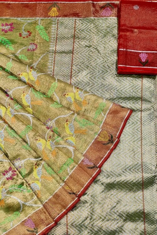 PURE GOLD DOUBLE TISSUE ALL OVER JAAL ZARIKOTA HANDLOOM SAREE_T-107