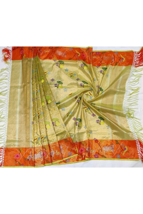 PURE GOLD DOUBLE TISSUE BOTH SIDE PAITHANI BORDER WITH ALL OVER JAAL ZARIKOTA HANDLOOM DUPATTA D-62