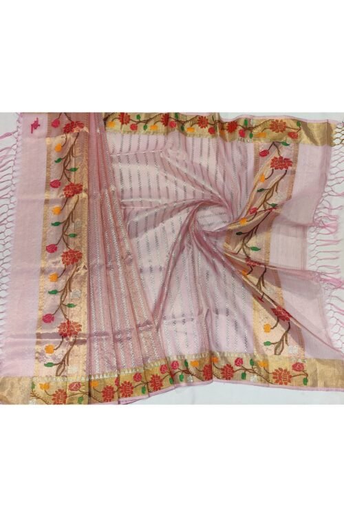 PURE GOLD TISSUE BOTH SIDE PAITHANI BORDER WITH ALL OVER JAAL ZARIKOTA HANDLOOM DUPATTA D-63