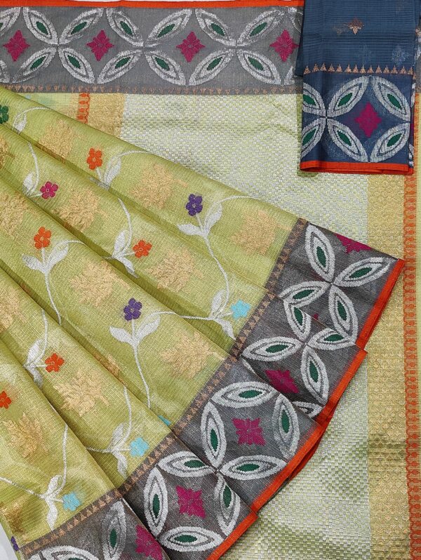 PURE GOLD TISSUE BOTH SIDE PAITHANI BORDER WITH ALL OVER JAAL ZARIKOTA HANDLOOM SAREE WITH BLOUSE_T 115