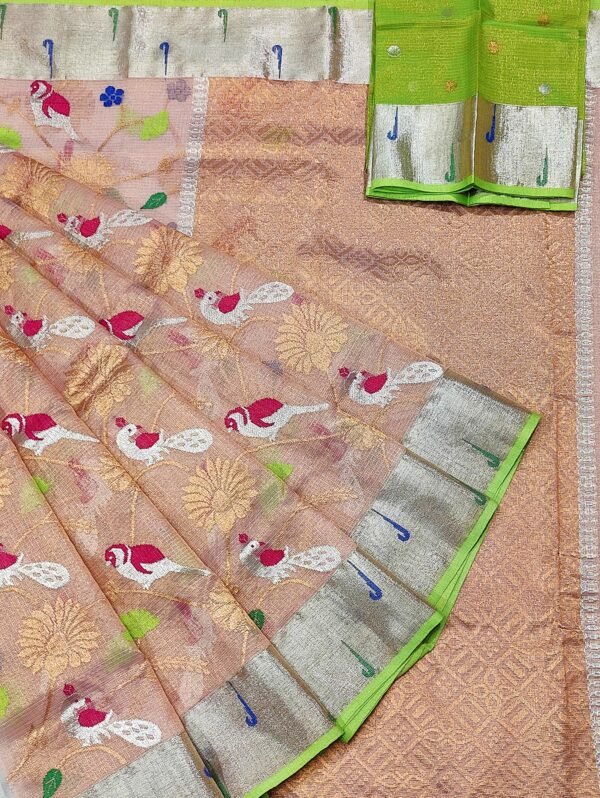 PURE GOLD TISSUE ALL OVER JAAL ZARIKOTA HANDLOOM SAREE WITH BLOUSE_T 94
