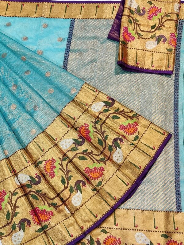 PURE TISSUE ZARIKOTA HANDLOOM SAREE WITH BLOUSE_T 129