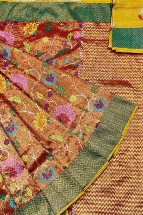 PURE GOLD DOUBLE TISSUE ZARIKOTA HANDLOOM SAREE_12