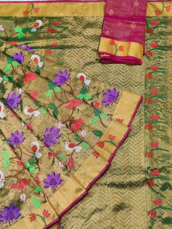 PURE GOLD DOUBLE TISSUE ZARIKOTA HANDLOOM SAREE_13