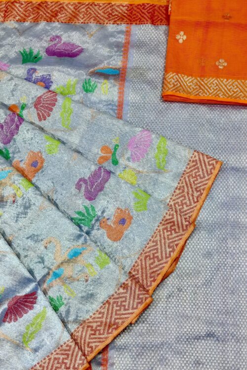 PURE SILVER DOUBLE ZARIKOTA HANDLOOM SAREE T-23