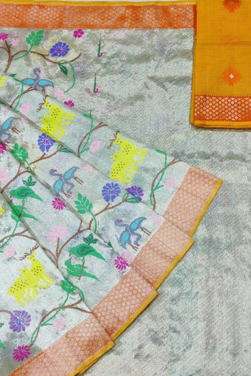 PURE SILVER DOUBLE ZARIKOTA HANDLOOM SAREE T-27