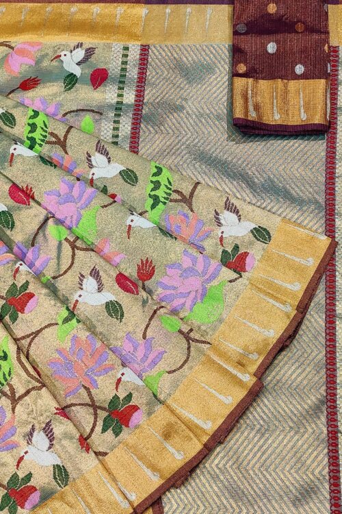 PURE GOLD DOUBLE TISSUE ZARIKOTA HANDLOOM SAREE T-24