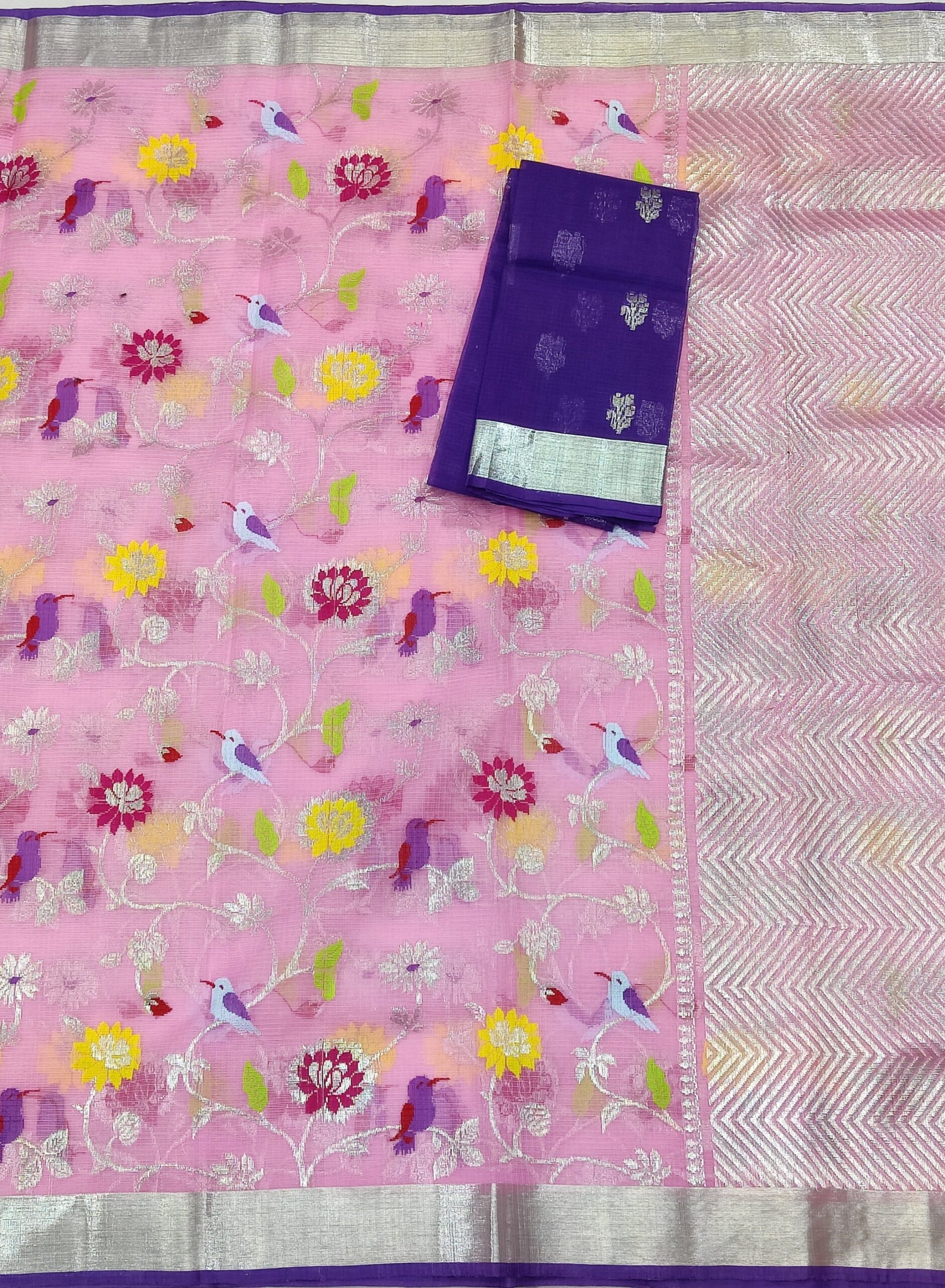 PURE ALL OVER JAAL ZARIKOTA HANDLOOM SAREE WITH BLOUSE_J247 - Image 3