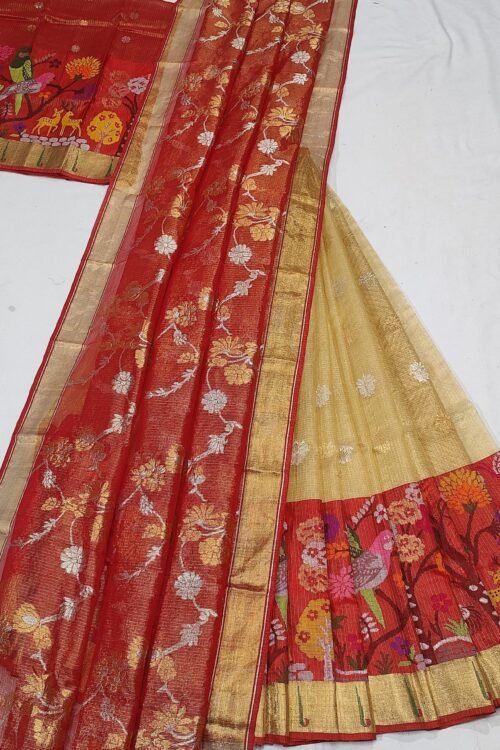 PURE ZARIKOTA HANDLOOM LEHANGA MATERIAL SET