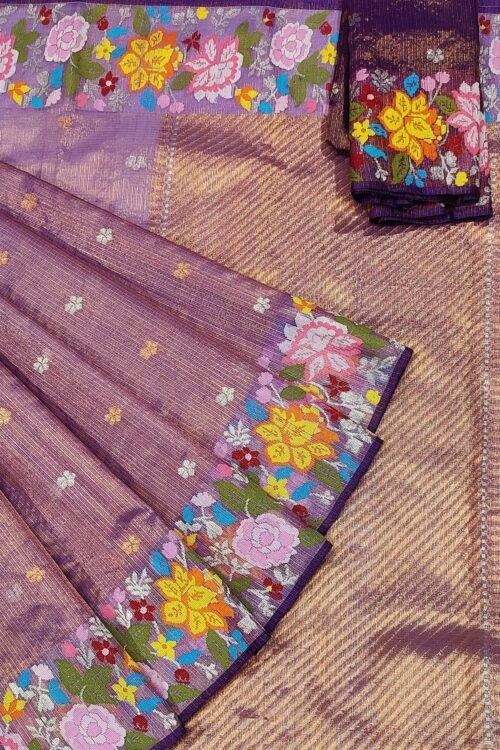 PURE GOLD TISEUE BOTH SIDE PAITHANI BORDER ZARIKOTA HANDLOOM SAREE WITH BLOUSE_T 148