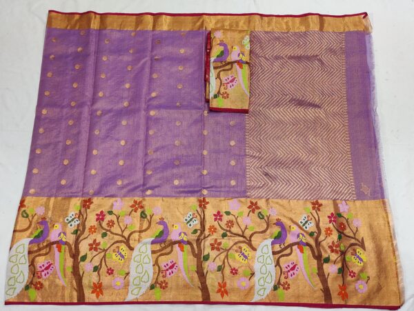 PURE GOLD TISEUE BIG PAITHANI BORDER ZARIKOTA HANDLOOM SAREE WITH BLOUSE_T-161 - Image 4