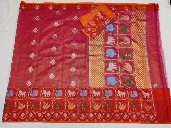 PURE GOLD TISEUE BIG PATOLA BORDER ZARIKOTA HANDLOOM SAREE WITH BLOUSE_T-160 - Image 4