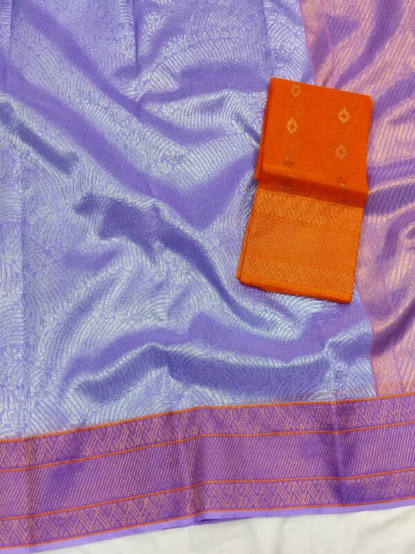 PURE SILVER ZAMAWAR WITH GOLD BOTH SIDE KANCHI BORDER ZARIKOTA HANDLOOM SAREE_Z29 - Image 2