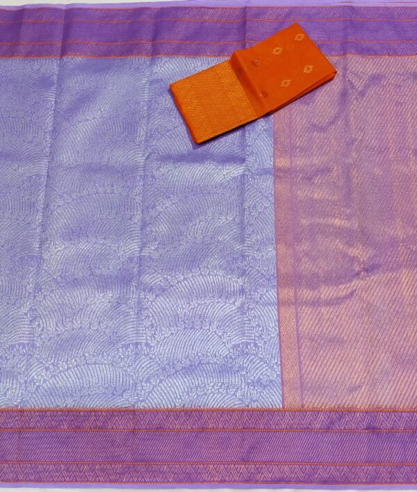 PURE SILVER ZAMAWAR WITH GOLD BOTH SIDE KANCHI BORDER ZARIKOTA HANDLOOM SAREE_Z29 - Image 3