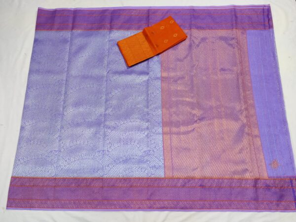 PURE SILVER ZAMAWAR WITH GOLD BOTH SIDE KANCHI BORDER ZARIKOTA HANDLOOM SAREE_Z29 - Image 4