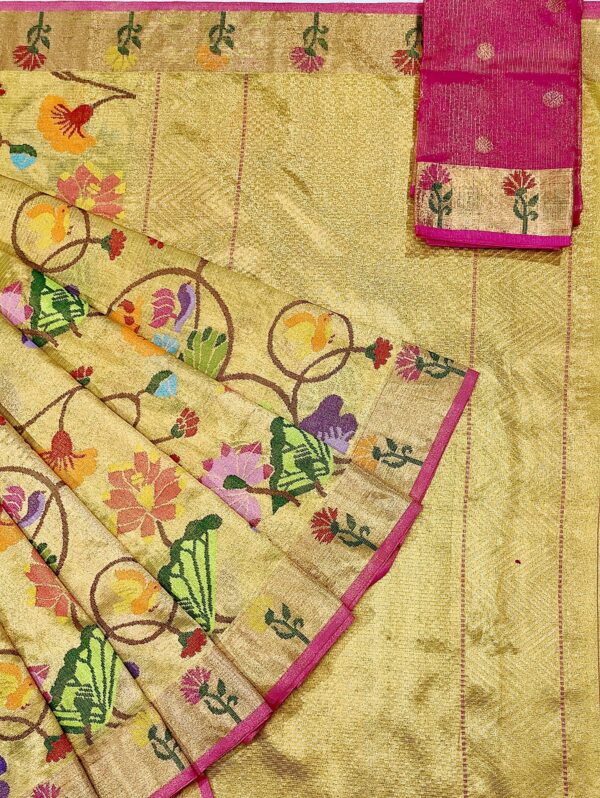 PURE GOLD DOUBLE TISSUE ALL OVER JAAL ZARIKOTA HANDLOOM SAREE_T-164