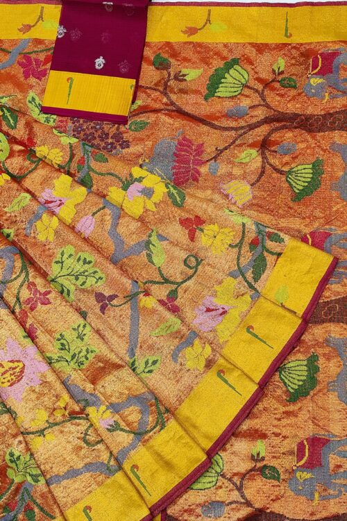 PURE GOLD DOUBLE TISSUE ALL OVER ZARIKOTA HANDLOOM SAREE_T-166