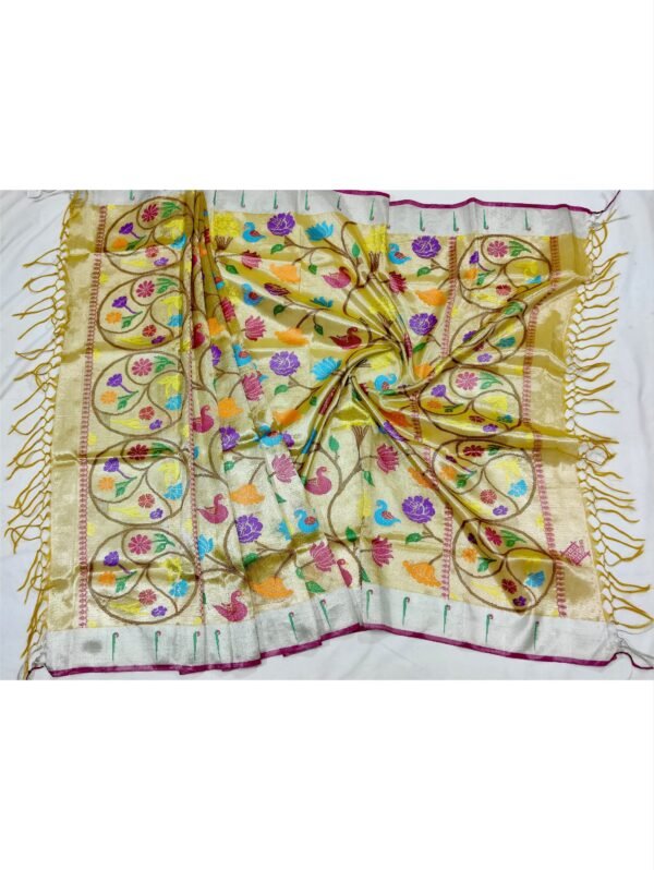 PURE SILVER DOUBLE TISSUE ALL OVER JAAL ZARIKOTA HANDLOOM DUPATTA D-89