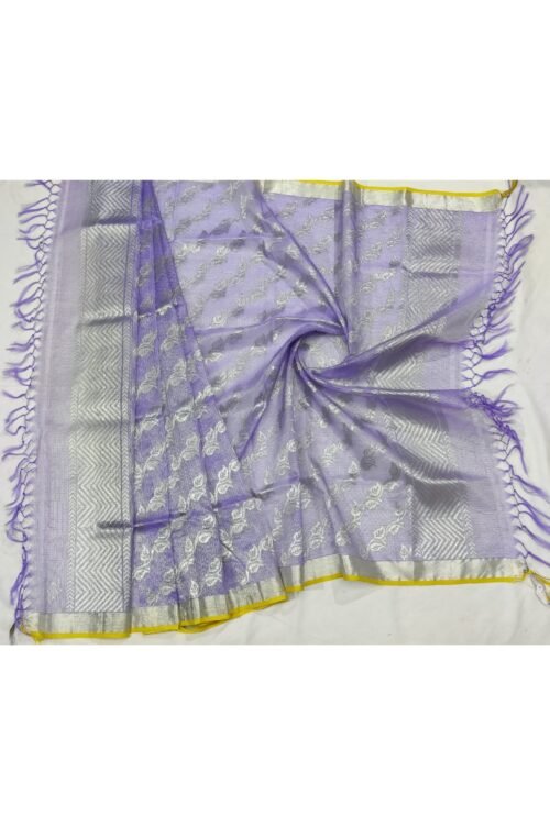 PURE SILVER TISSUE ALL OVER JAAL ZARIKOTA HANDLOOM DUPATTA D-84