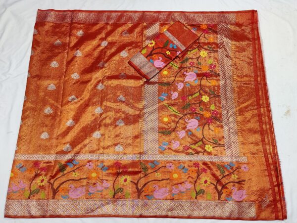 PURE GOLD DOUBLE TISSUE BIG PAITHANI BORDER ZARIKOTA HANDLOOM SAREE_T-160 - Image 4