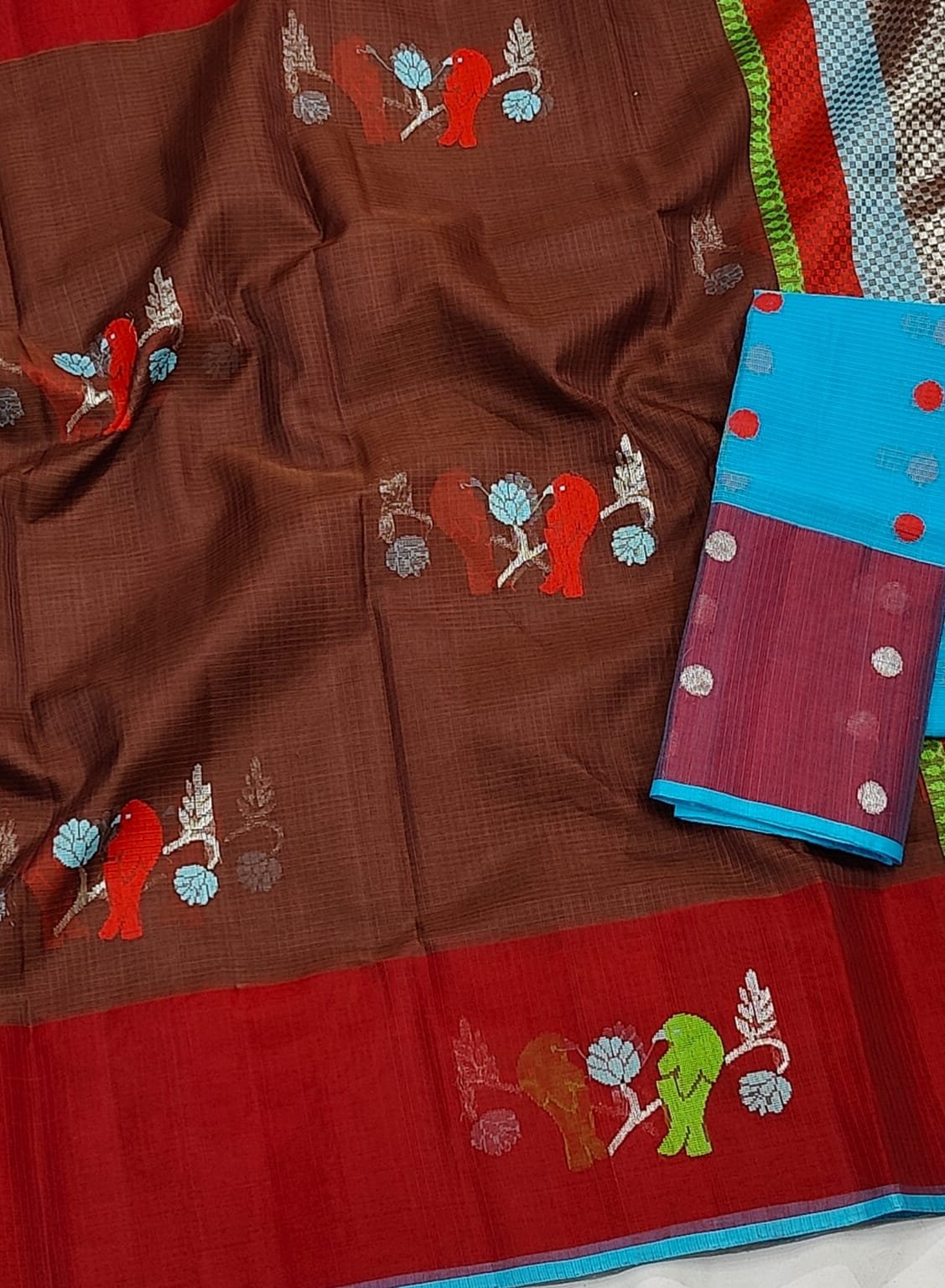 PURE ZARIKOTA HANDLOOM BUTA SAREE WITH BLOUSE B664 - Image 2