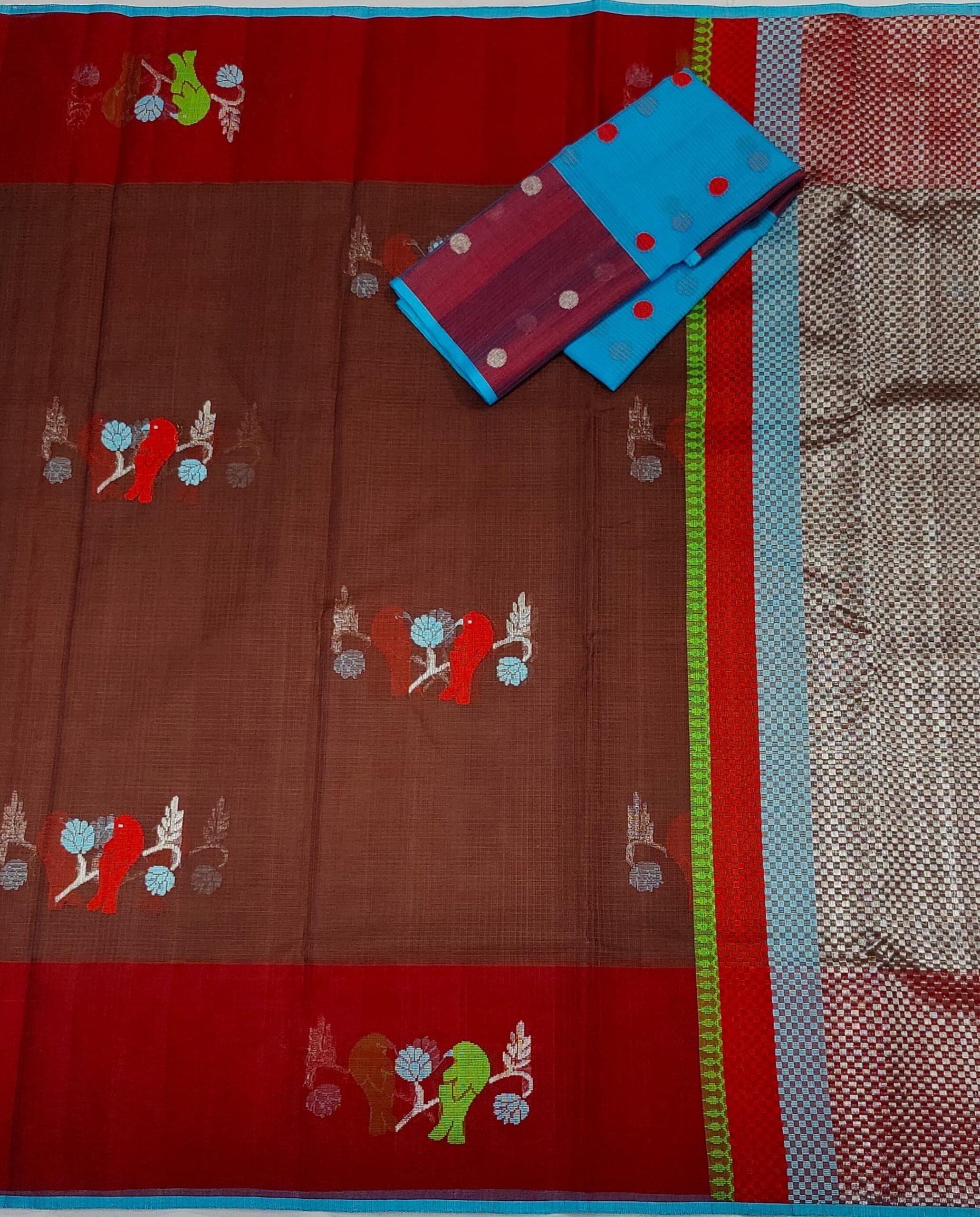 PURE ZARIKOTA HANDLOOM BUTA SAREE WITH BLOUSE B664 - Image 3