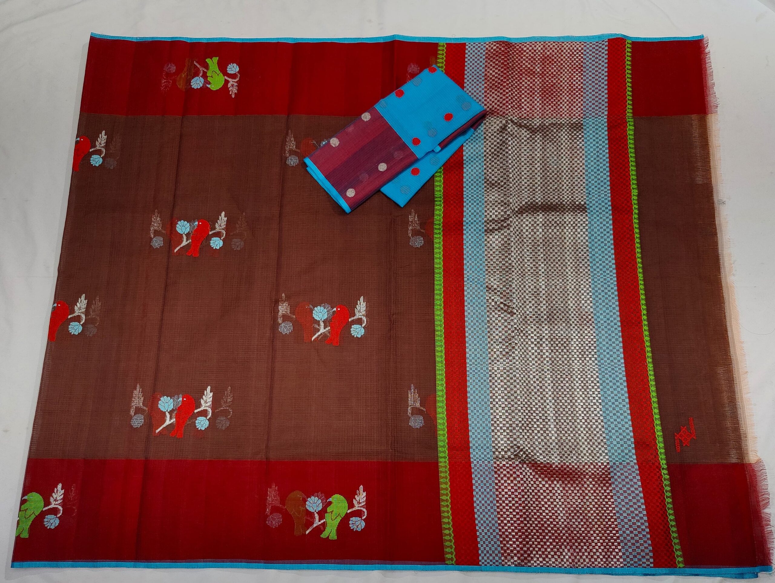 PURE ZARIKOTA HANDLOOM BUTA SAREE WITH BLOUSE B664 - Image 4