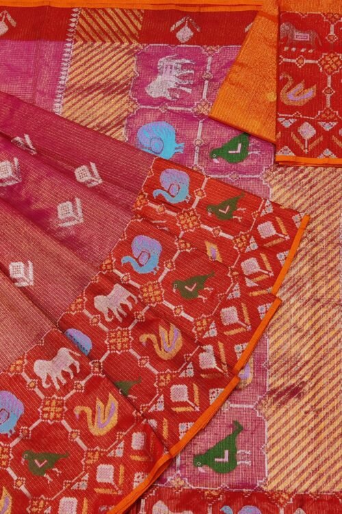 PURE GOLD TISEUE BIG PATOLA BORDER ZARIKOTA HANDLOOM SAREE WITH BLOUSE_T-160
