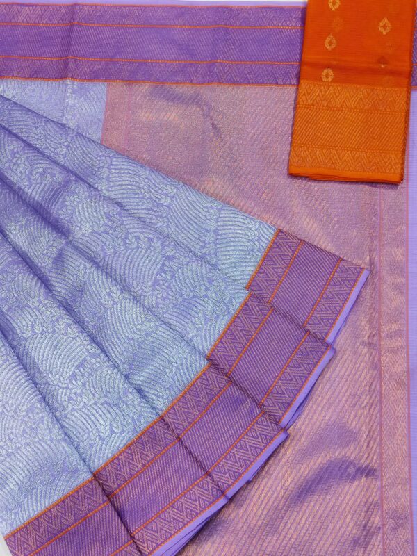 PURE SILVER ZAMAWAR WITH GOLD BOTH SIDE KANCHI BORDER ZARIKOTA HANDLOOM SAREE_Z29