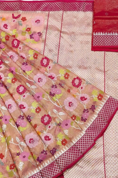 PURE GOLD TISEUE ALL OVER JAAL WITH BOTH SIDE KANCHI BORDER ZARIKOTA HANDLOOM SAREE WITH BLOUSE_T-158