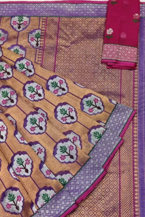 PURE GOLD ZAMAWAR WITH BOTH SIDE KANCHI ZARIKOTA HANDLOOM SAREE_Z31