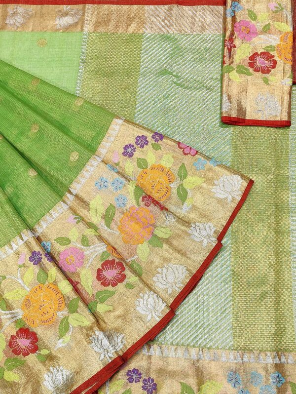 PURE GOLD TISEUE BIG PAITHANI BORDER ZARIKOTA HANDLOOM SAREE WITH BLOUSE_T-156