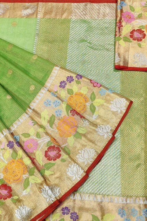 PURE GOLD TISEUE BIG PAITHANI BORDER ZARIKOTA HANDLOOM SAREE WITH BLOUSE_T-156
