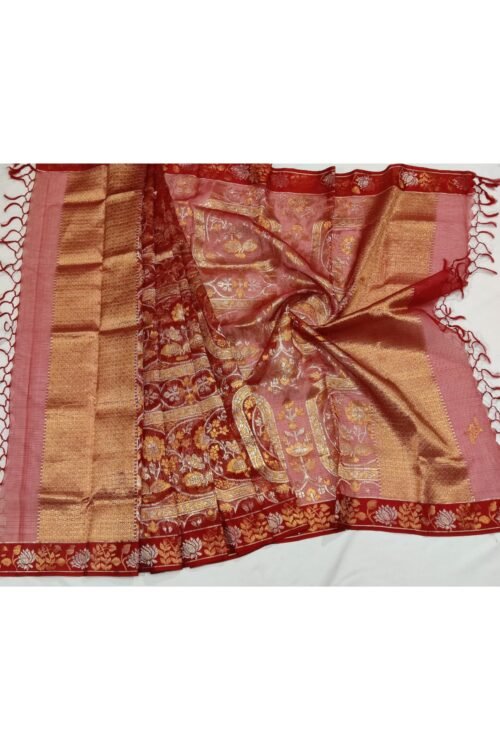 PURE ALL OVER JAAL WITH BOTH SIDE KANCHI BORDER ZARIKOTA HANDLOOM DUPATTA D-79