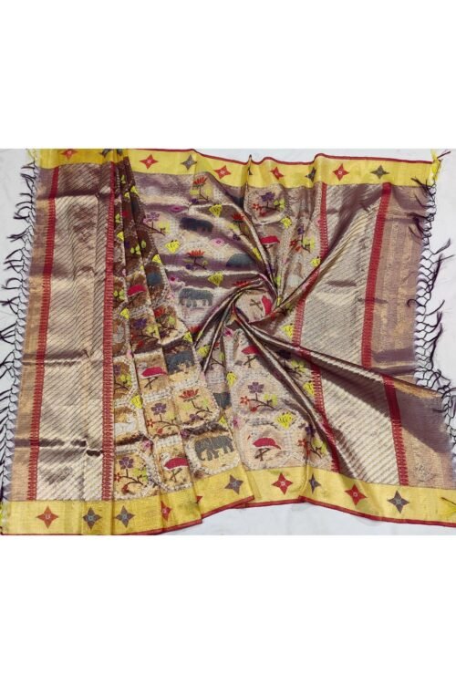 PURE GOLD DOUBLE TISSUE ALL OVER JAAL ZARIKOTA HANDLOOM DUPATTA D-783