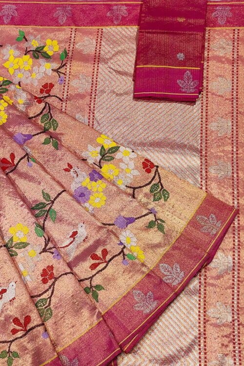 PURE GOLD DOUBLE TISSUE ALL OVER JAAL ZARIKOTA HANDLOOM SAREE_T-169