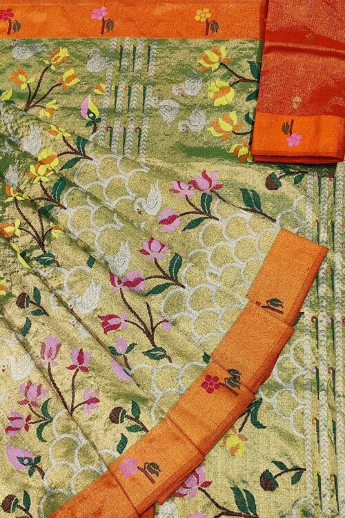 PURE GOLD DOUBLE TISSUE ALL OVER JAAL ZARIKOTA HANDLOOM SAREE_T-174