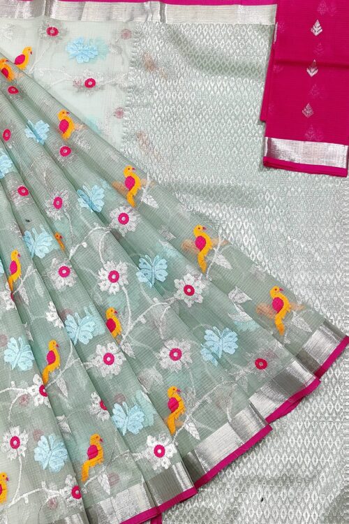 PURE ALL OVER JAAL ZARIKOTA HANDLOOM SAREE WITH BLOUSE_J326