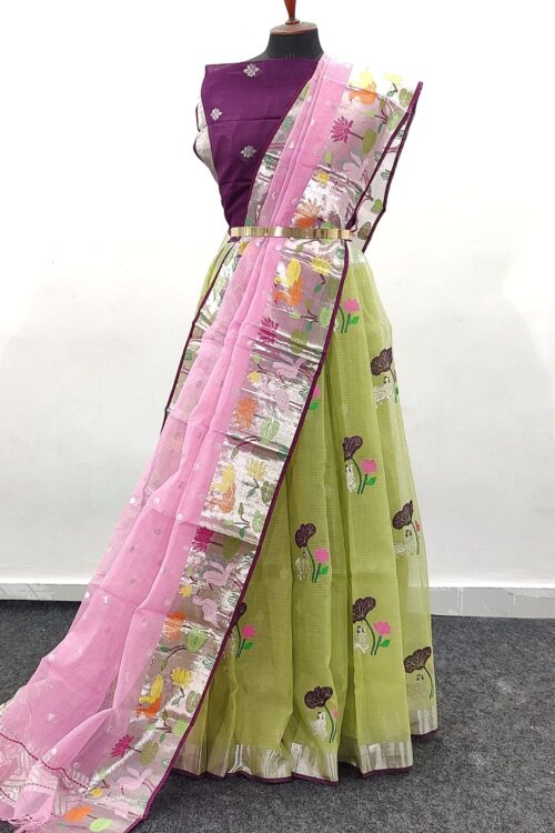 PURE ZARIKOTA HANDLOOM LEHANGA MATERIAL SET – L76