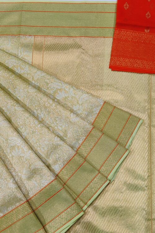 PURE GOLD TISEUE ALL OVER JAAL ZARIKOTA HANDLOOM SAREE WITH BLOUSE_T-166