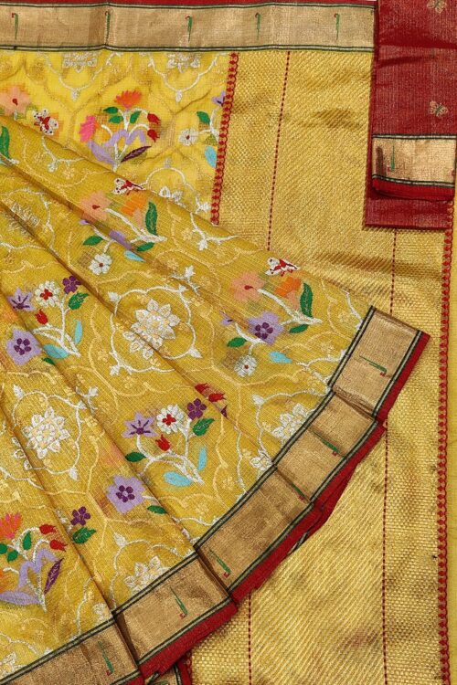 PURE GOLD TISEUE ALL OVER JAAL ZARIKOTA HANDLOOM SAREE WITH BLOUSE_T-162