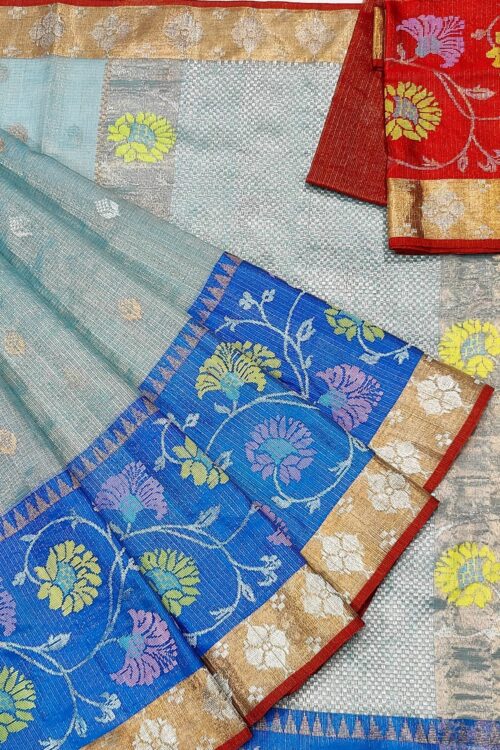 PURE GOLD TISEUE BIG PAITHANI BORDER  ZARIKOTA HANDLOOM SAREE WITH BLOUSE_T-164
